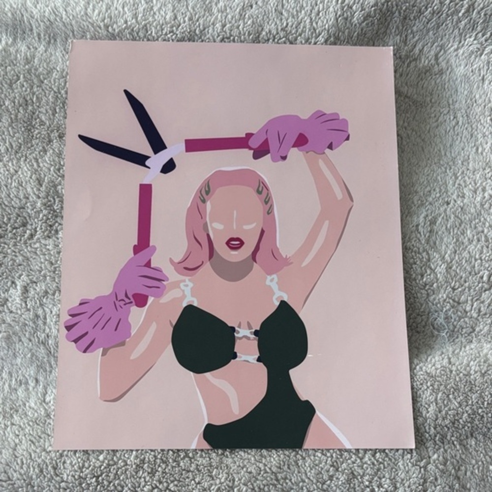 Doja Cat Pink and Black Fashion Illustration Art Print - Picture 1 of 1